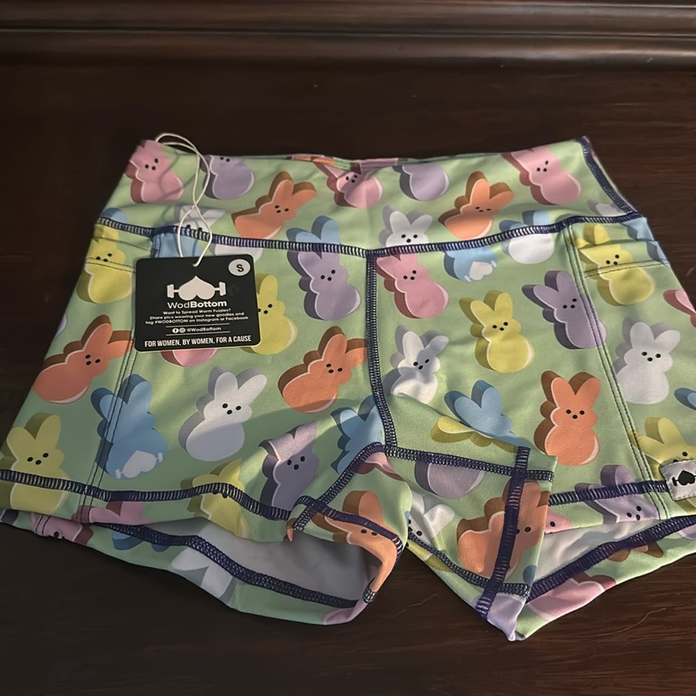 NWT WodBottom “For Peeps Sake” Limited Edition Small Easter 2.5” shorts